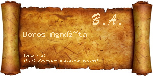 Boros Agnéta névjegykártya
